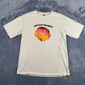 Dazy Cheeseburger Graphic T Shirt‎ Cream Short Sleeve Women's S
